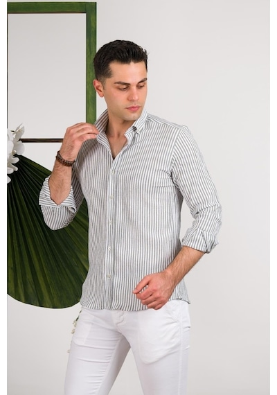 Modtime Slimfit Gofre Kumaş Pamuklu Yazlık Erkek Gömlek