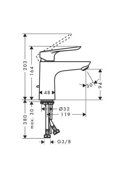 Hansgrohe Logis E Tek Kollu Lavabo Bataryası 100 Kumandalı Krom Krom