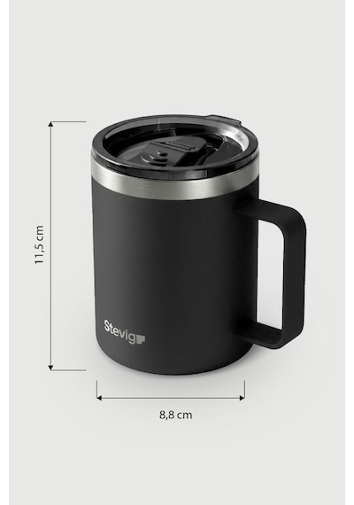 Stevig 1 Cap Daily Mug Kupa Çelik Termos 350 Ml Black St-265 Siyah