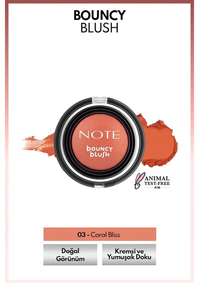 Bouncy Blush Yumuşak Kremsi Allık - 03 Coral Bliss Çok Renkli