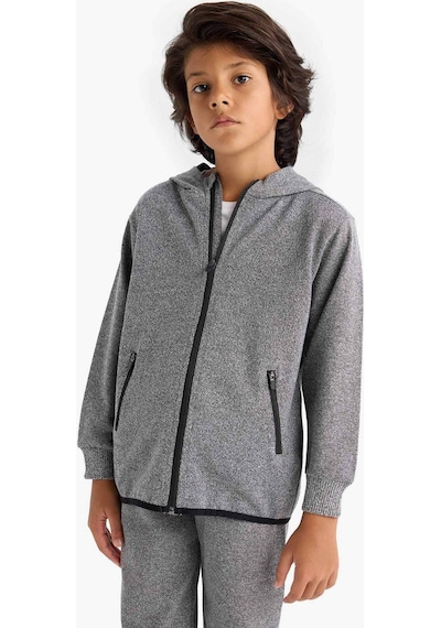 Defacto Erkek Çocuk Kapüşonlu Fermuarlı Sweatshirt F0136a825wnar163 Antrasit