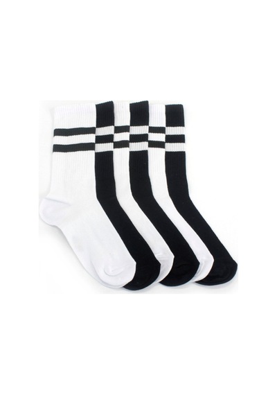 6Lı Unisex Pamuklu Çizgili Spor Soket Çorap