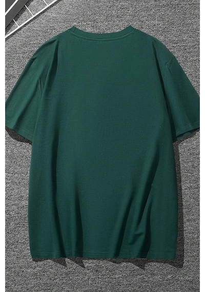 Unisex Special Agent Baskılı Oversize Tshirt Yeşil