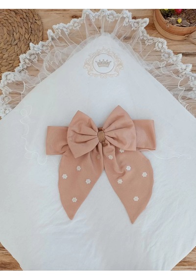 Yenidoğan Papatya Desenli Trilüks Unisex Kundak Bebek Battaniyesi Kahverengi Çok Renkli