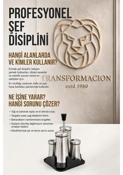 Inox 4lü Standlı Yağlık Sirkelik Tuzluk Biberlik Seti Endüstriyel Cam Salata Sosluk Takımı Paslanmaz Çelik 72348 Diğer