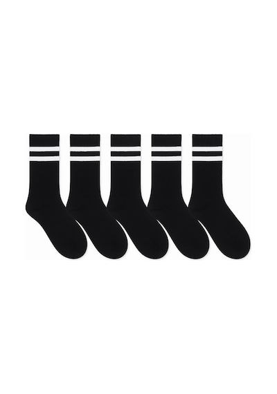 Hitit Socks Unisex 5 Çift Premium Kalite Yüksek Pamuklu Kolej Çorap Siyah