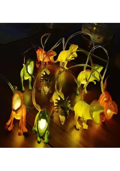 Dinozor String Light Çocuk Bebek Odası Aydınlatma 10 Adet Ledli Dinazor Pilli Işıklı 200 Cm