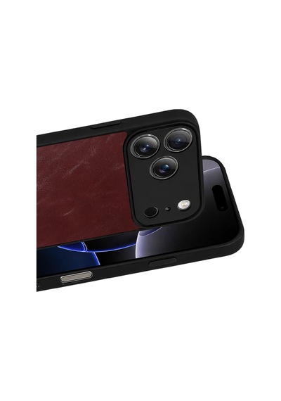 Apple iPhone Uyumlu 17 Pro Aras Deri Kapak - Bordo Bzsxx00 1