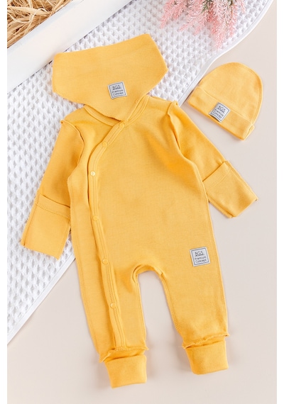 Babymod Kendinden Eldivenli Naturel Bebek Tulum Takım Sarı