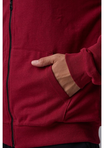 Defys Defy S Erkek Oversize Kapüşonlu Fermuarlı Cepli Sweatshirt Bordo - 527577758 Bordo