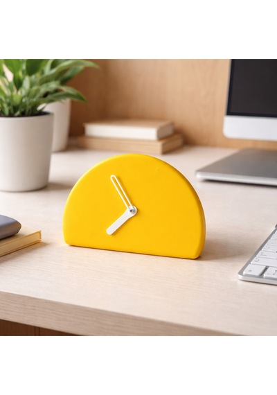 Modern Minimalist Yarım Daire Masa Saati - 5 Renk Seçeneği Sarı