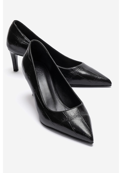 Luvishoes Velmıra Siyah Baskı Kadın Topuklu Ayakkabı