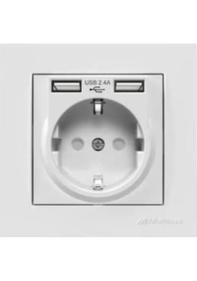 2 Usb"li Topraklı Beyaz Blisterli Priz 2220 619 0201