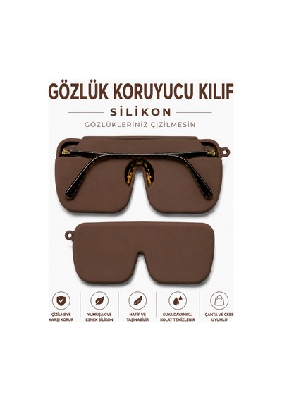 Silikon Gözlük Kılıfı, Asılabilir, Katlanabilir, Çantada Yer Kaplamaz- Kahverengi - 904898021