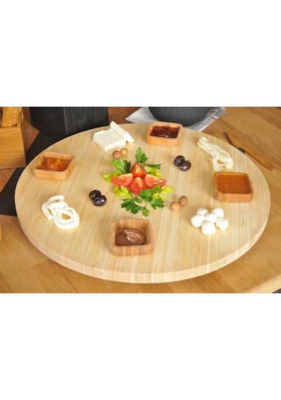 Bambum Fiesta Dönen Servis Tabağı Küçük 35cm Krem