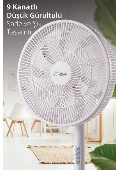 Kiwi Kfan-7627 Salınım Fonksiyonlu Ultra Sessiz Stand Vantilatör 9 Kanatlı 50w