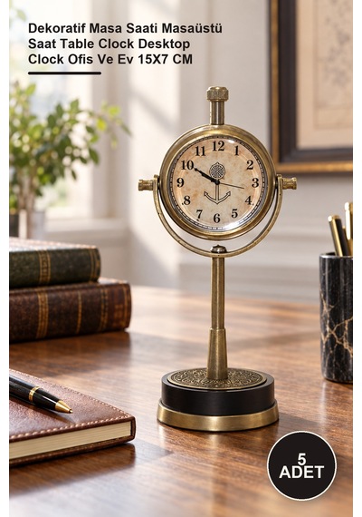 5 Adet Masa Üstü Pirinç Saat Dekoratif Masa Saati Masaüstü Saat Table Clock Desktop Clock Ofis Ve Ev 15x7 Cm Diğer