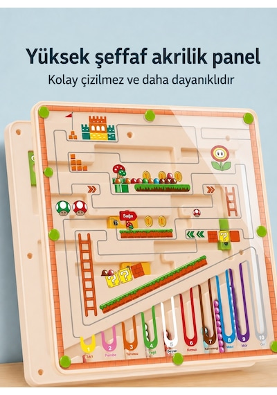Tineke Manyetik Boncuk Labirenti Eğitici Oyuncak Renk Eşleştirme, Sayma Ve İnce Motor Beceri Oyunu