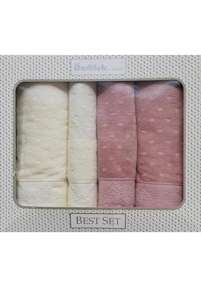 Özdilek Heritage Best Set Hamam Takımı Krem-pembe Çok Renkli