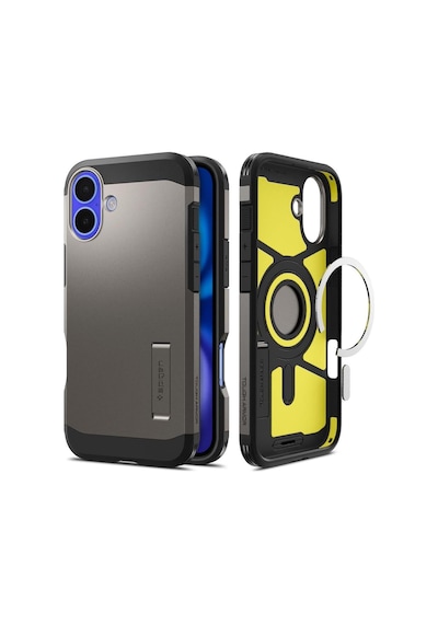 Spigen Apple Uyumlu iPhone 16 Plus İle Kılıf Tough Armor Al Magfit Magsafe Özellikli Gun Metal
