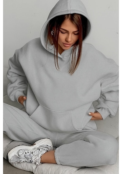 Benroma 3 İplik Penye Unısex Düz Renk Sweatshırt Gri