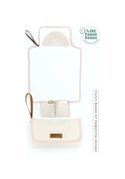 Bebek Çanta Alt Açma Minderi, Alt Değiştirme Pedi, Taşınabilir Bakım Çantası, Clutch Seri,kahverengi Ekru