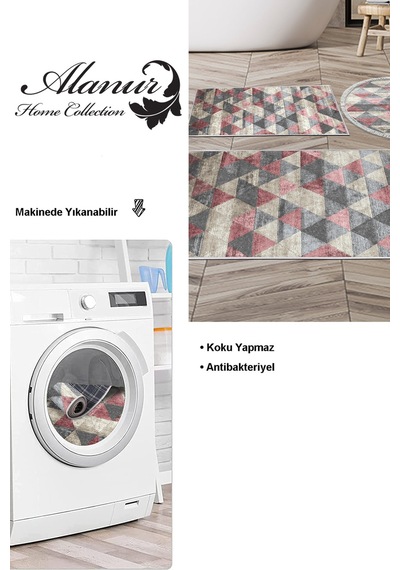 Dekoreko Kaymaz Taban Djt 3 Lü Banyo Paspas Takımı Star Pamuk Karışık Iskandinav 661m pudra