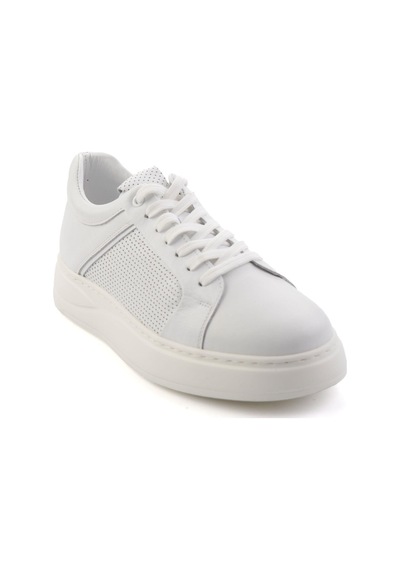 Bambi Beyaz Hakiki Deri Erkek Sneaker E01593027203 Beyaz