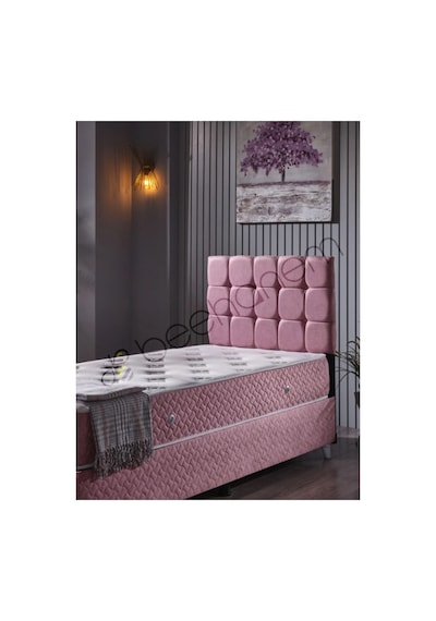 Beehanem Bengü Genç Odası Baza + Yatak + Başlık Seti 100x200 Pembe Geniş Tek Kişilik Modern 3'lü 100 x 200