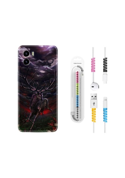 Vivo Y15S Kılıf Kablo Koruyuculu Dark Deer 1786