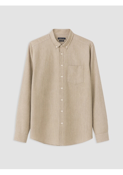 Lcwaıkıkı Classic Kahverengi Regular Fit Çizgili Gabardin Erkek Gömlek