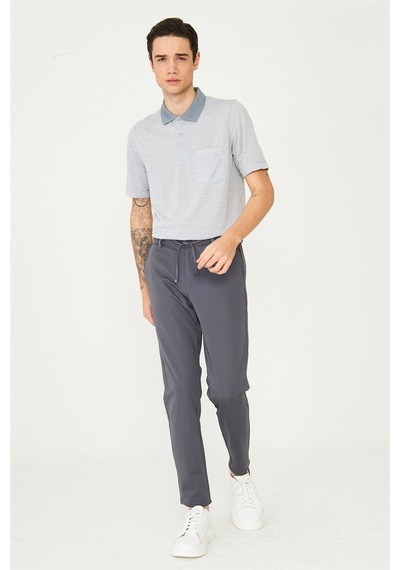 Antrasit Modern Kesim Bağcıklı Smart Casual Jogger Pantolon Antrasit