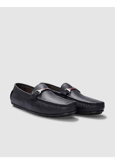 Cabani Cuneo Hakiki Deri Dokulu Lacivert Tokalı Erkek Loafer