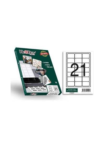 Herboy Hb-1021 63,5 X 38,1 Mm A4 Baskılı Laser Etiket 100 Adet