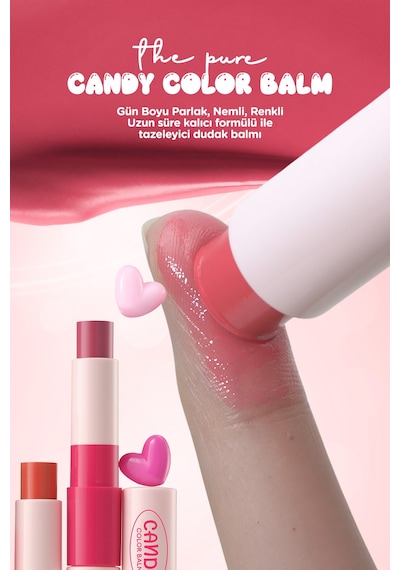 Dudakları Nemlendiren Parlak Bitişli Renkli Dudak Balmı A'pıeu The Pure Candy Color Balm No.01 Berry