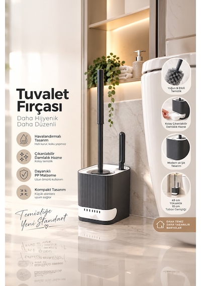 Porsima 2027 Pratik Tuvalet Fırçalığı Banyo Tuvalet Fırçası Antra
