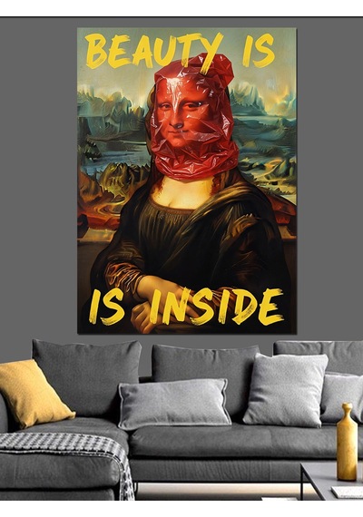 Ahşap Tablo Mona Lisa Grafiti Sanatı