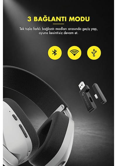Gameagle Ghost Pro Triple Mode Bluetooth 5.3 Profesyonel Mikrofonlu Kulak Üstü Oyuncu Kulaklığı