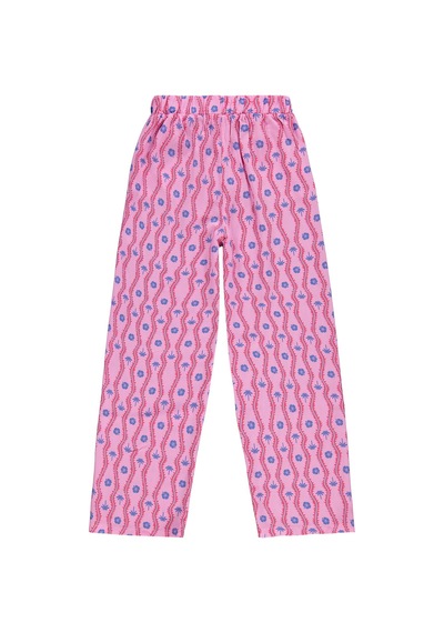 Civil Girls Palmiye Desenli Bol Paça 10-13 Yaş Pantolon - Lila