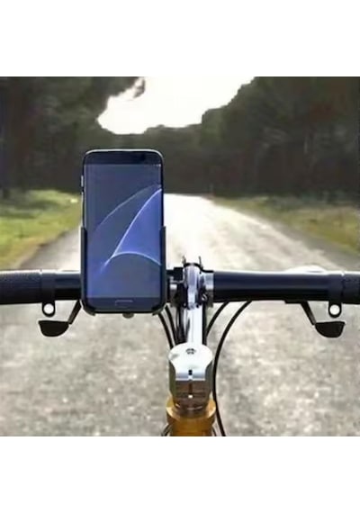 Buffer Motosiklet Gidon Telefon Tutucu 360 Döner, Kaymaz Sabitleme Sistemli, Sarsıntı Önleyici Telefon Tutucu Aparat Siyah