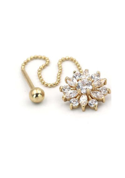 Lilarote Çiçek Taşlı Altın Tragus Küpe 46892472