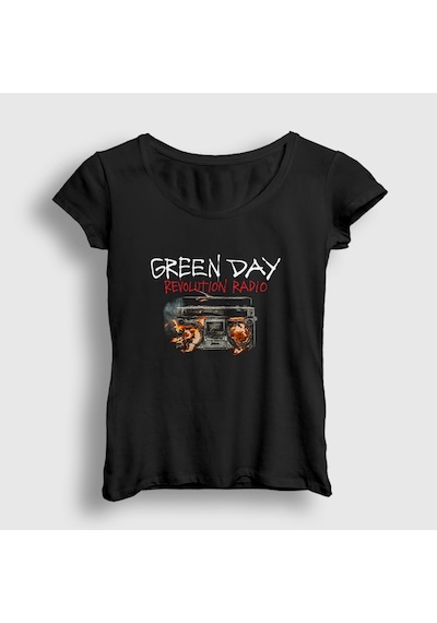 Presmono Kadın Radio Green Day T-shirt Siyah