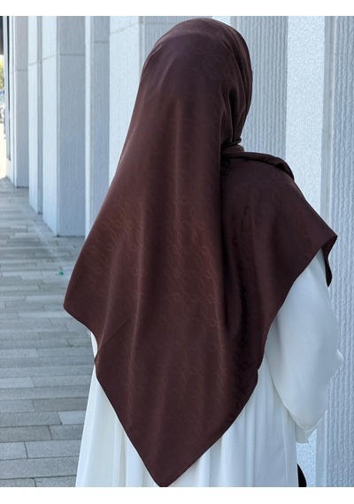Qalortex Scarf Premium Jakarlı Mira B.boy Eşarp - Acı Kahve