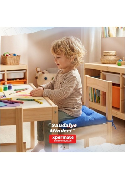 Pofuduk Sandalye Minderi Bağcıklı 40x40 Cm Yıkanabilir Dekoratif Mutfak Bahçe Piknik Minderi Mavi