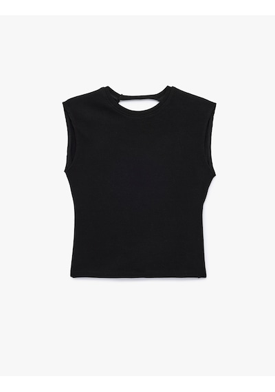 Koton Pamuklu Slim Fit Bisiklet Yaka Kolsuz Sırt Detaylı Bluz Siyah 6sak10337ek