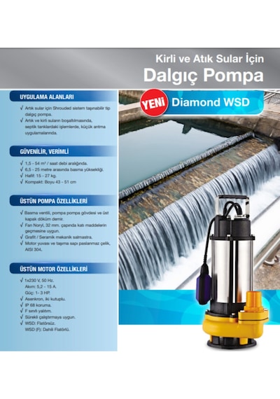 Alarko Wsd 55-17 3Hp 220V Açık Fanlı Pis Su Dalgıç Pompa