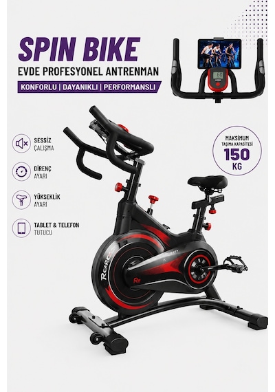 Premium Kondisyon Bisikleti Spinning Bike Egzersiz Aleti, Bluetooth + Uygulama