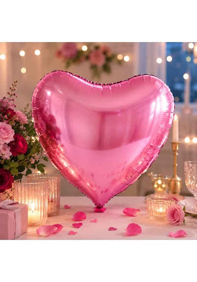 Pembe Kalp Folyo Balon 18 İnç Sevgililer Günü Doğum Günü Parti Süsü Dekorasyon Balonu Çok Renkli