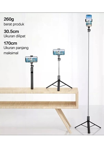 Bluetooth Kumandalı Ayaklı Selfie Çubuğu / 170cm Profesyonel Kull