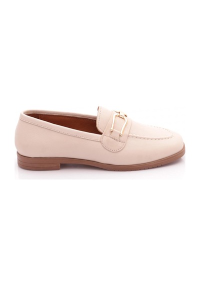 Dgn 08 Kadin Tokali Loafer Ayakkabi Krem